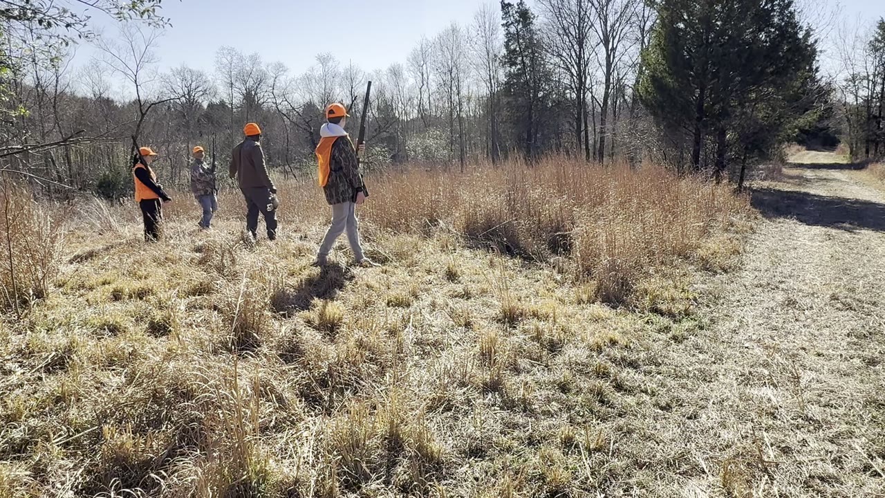 A line of guns walking in.
